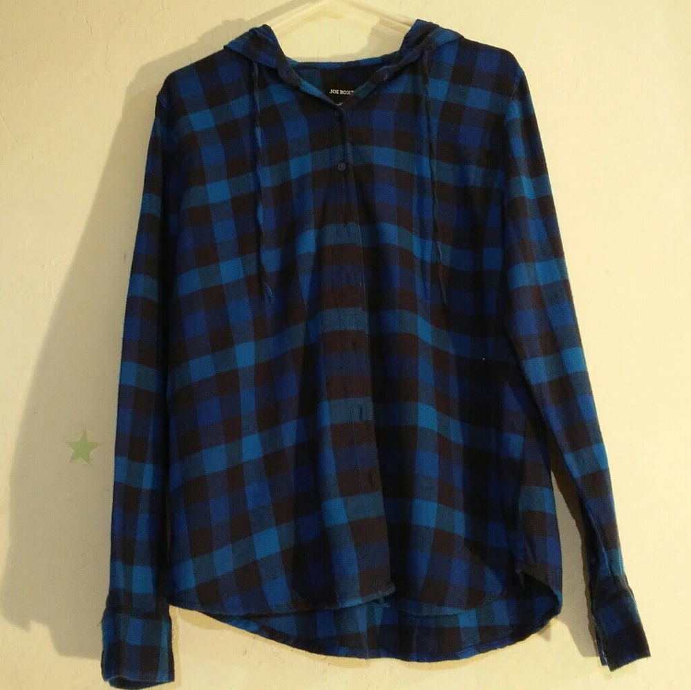 Joe BOXER plaid hoodie button down :box 009: